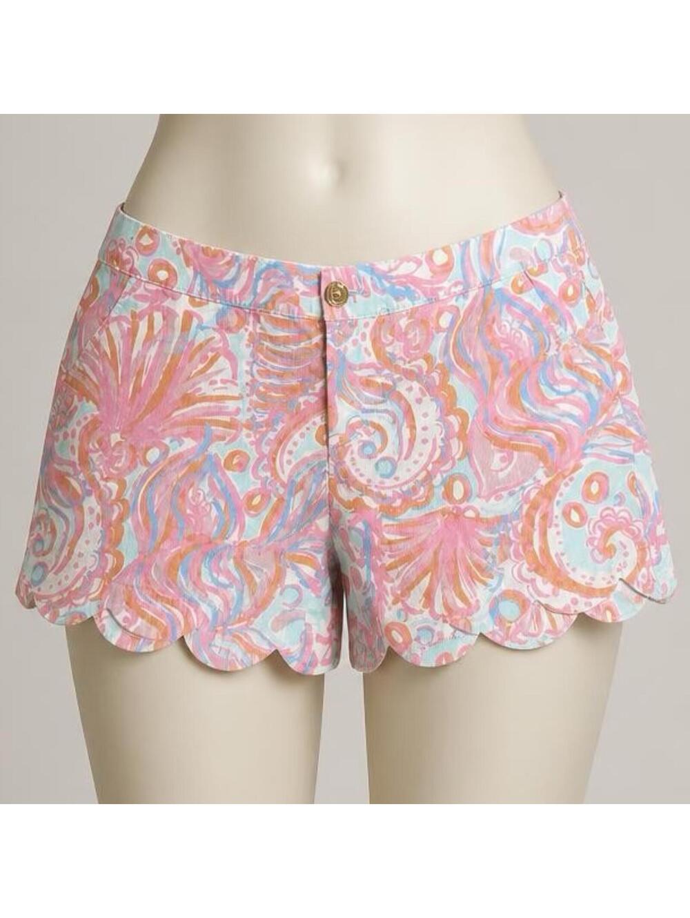 Lilly Pulitzer The Buttercup Short Size 12 Scalloped Hem Cotton Shorts Bubbly
